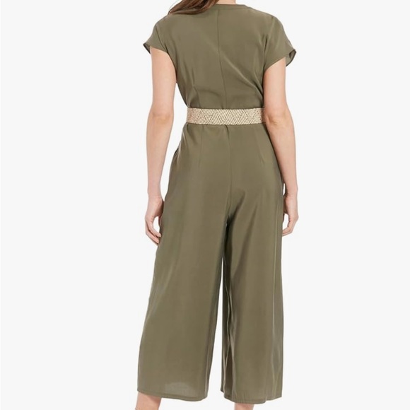 London Times Olive Jumpsuit with Tan Belt - Picture 2 of 5